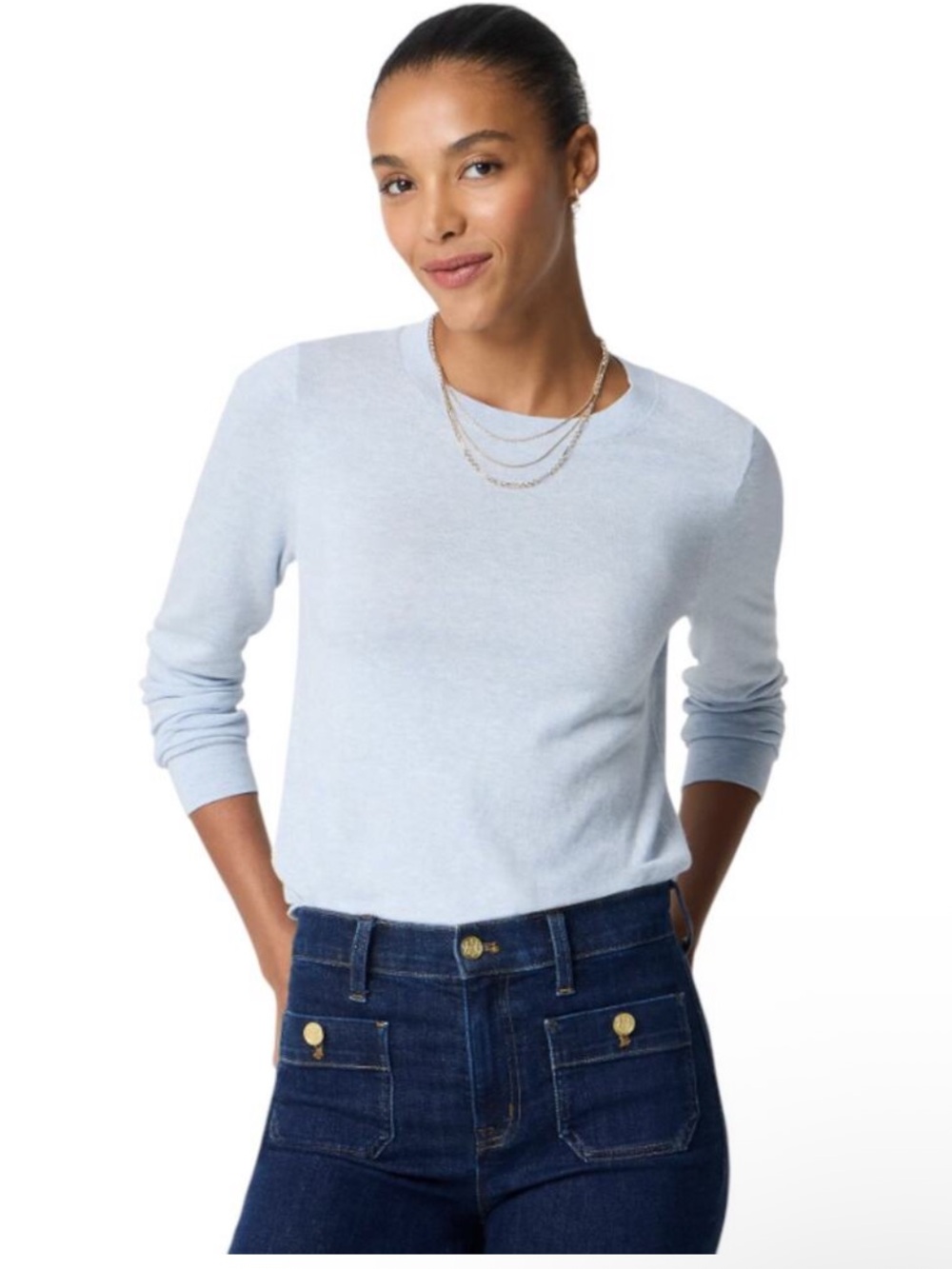 J. Crew Pale Blue Long-Sleeve Crewneck Teddie